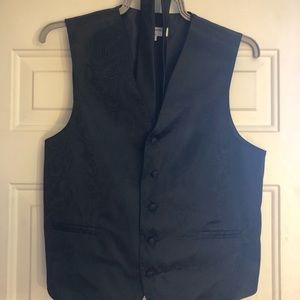 Men’s Formal 2-Piece Vest and Tie Set, Small Black Paisley